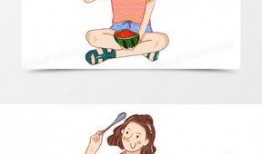 吃瓜少女图片卡通