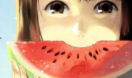 吃瓜少女图片卡通